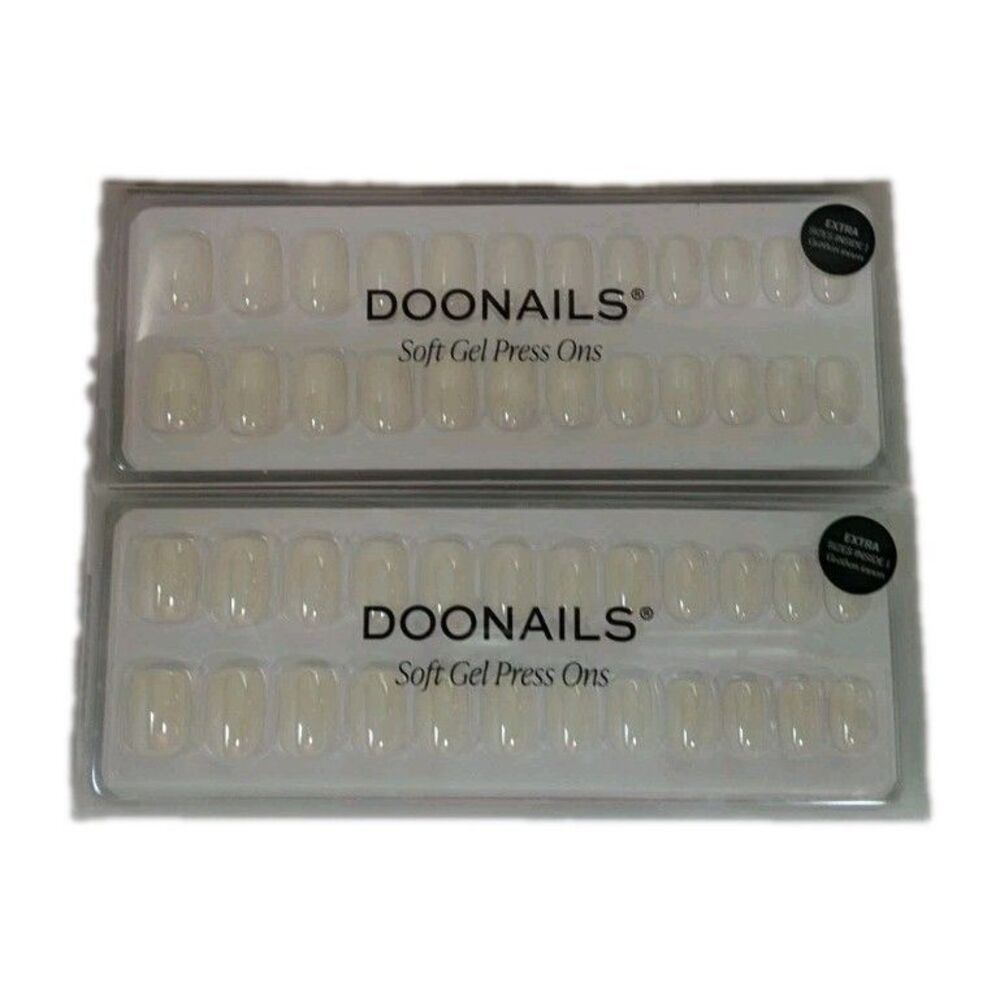 (2 Boxes) NEW Doonails Soft Gel Press On Nails Marry Me White Short Square